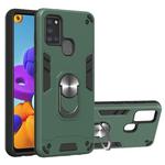 For Samsung Galaxy A21s 2 in 1 Armour Series PC + TPU Protective Case with Ring Holder(Dark Green)