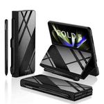 For Samsung Galaxy Z Fold5 GKK Painted Tempered Glass Flip Leather Phone Case with Pen Slot(Carbon Fiber Texture)