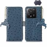 For Xiaomi 13T/Redmi K60 Ultra Ostrich Pattern Genuine Leather RFID Phone Case(Blue)