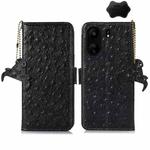 For Xiaomi Poco C65 / Redmi 13C Ostrich Pattern Genuine Leather RFID Phone Case(Black)