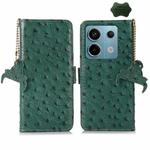 For Xiaomi Redmi Note 13 Pro Ostrich Pattern Genuine Leather RFID Phone Case(Green)