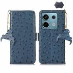 For Xiaomi Redmi Note 13 Pro Ostrich Pattern Genuine Leather RFID Phone Case(Blue)