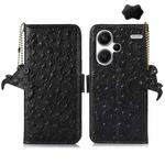 For Xiaomi Redmi Note 13 Pro+ Ostrich Pattern Genuine Leather RFID Phone Case(Black)