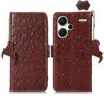 For Xiaomi Redmi Note 13 Pro+ Ostrich Pattern Genuine Leather RFID Phone Case(Coffee)