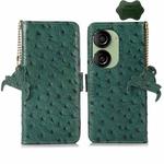 For Asus Zenfone 10 / Zenfone 9 Ostrich Pattern Genuine Leather RFID Phone Case(Green)