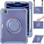 For iPad Air 2022 10.9 / Pro 11 2022 Heavy Duty Hybrid Tablet Case with Handle & Strap(Lavender Grey)