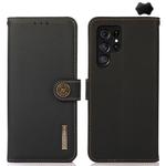 For Samsung Galaxy S24 Ultra KHAZNEH Custer Genuine Leather RFID Phone Case(Black)