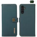 For Samsung Galaxy S24 KHAZNEH Custer Genuine Leather RFID Phone Case(Green)