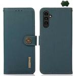 For Samsung Galaxy A25 5G Global KHAZNEH Custer Genuine Leather RFID Phone Case(Green)