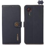 For Samsung Galaxy Xcover7 KHAZNEH Custer Genuine Leather RFID Phone Case(Blue)