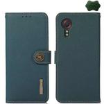 For Samsung Galaxy Xcover7 KHAZNEH Custer Genuine Leather RFID Phone Case(Green)