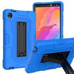 For Huawei MatePad T8 Contrast Color Robot B3 Silicone Hybrid PC Tablet Case with Holder(Blue Black)