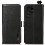 For Samsung Galaxy S24 Ultra KHAZNEH Side-Magnetic Litchi Genuine Leather RFID Phone Case(Black)