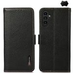 For Samsung Galaxy S24+ KHAZNEH Side-Magnetic Litchi Genuine Leather RFID Phone Case(Black)