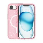 For iPhone 16e Terminator Style Glitter Powder MagSafe Magnetic Phone Case(Pink)