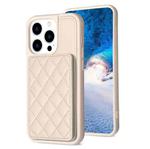 For iPhone 14 Pro BF25 Square Plaid Card Bag Holder Phone Case(Beige)