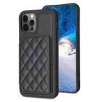 For iPhone 12 / 12 Pro BF25 Square Plaid Card Bag Holder Phone Case(Black)
