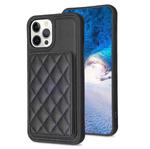 For iPhone 12 Pro Max BF25 Square Plaid Card Bag Holder Phone Case(Black)