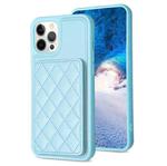 For iPhone 12 Pro Max BF25 Square Plaid Card Bag Holder Phone Case(Blue)
