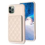 For iPhone 11 Pro Max BF25 Square Plaid Card Bag Holder Phone Case(Beige)