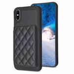 For iPhone X / XS BF25 Square Plaid Card Bag Holder Phone Case(Black)
