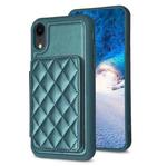 For iPhone XR BF25 Square Plaid Card Bag Holder Phone Case(Green)