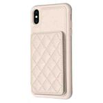 For iPhone XS Max BF25 Square Plaid Card Bag Holder Phone Case(Beige)