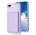 For iPhone 8 Plus / 7 Plus BF25 Square Plaid Card Bag Holder Phone Case(Purple)