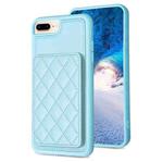For iPhone 8 Plus / 7 Plus BF25 Square Plaid Card Bag Holder Phone Case(Blue)