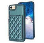 For iPhone SE 2022 / 2020 / 8 / 7 BF25 Square Plaid Card Bag Holder Phone Case(Green)
