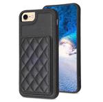 For iPhone SE 2022 / 2020 / 8 / 7 BF25 Square Plaid Card Bag Holder Phone Case(Black)