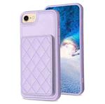 For iPhone SE 2022 / 2020 / 8 / 7 BF25 Square Plaid Card Bag Holder Phone Case(Purple)