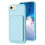 For iPhone SE 2022 / 2020 / 8 / 7 BF25 Square Plaid Card Bag Holder Phone Case(Blue)