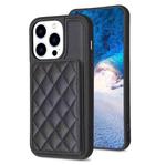 For iPhone 15 Pro BF25 Square Plaid Card Bag Holder Phone Case(Black)