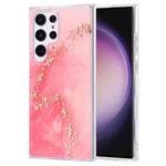For Samsung Galaxy S23 Ultra 5G Coloured Glaze Marble Phone Case(Pink Gold)