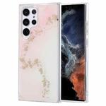 For Samsung Galaxy S22 Ultra 5G Coloured Glaze Marble Phone Case(Pink White)