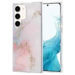 For Samsung Galaxy S22+ 5G Coloured Glaze Marble Phone Case(White Gold)