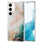 For Samsung Galaxy S22 5G Coloured Glaze Marble Phone Case(Grey Green)