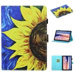 For Huawei MediaPad T5 Colored Drawing Stitching Horizontal Flip Leather Case, with Holder & Card Slots(Sunflower)