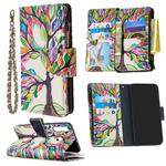 For Samsung Galaxy A21 Colored Drawing Pattern Zipper Horizontal Flip Leather Case with Holder & Card Slots & Wallet(Tree)