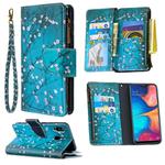 For Samsung Galaxy A30 Colored Drawing Pattern Zipper Horizontal Flip Leather Case with Holder & Card Slots & Wallet(Plum Blossom)