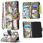 For Samsung Galaxy A40 Colored Drawing Pattern Zipper Horizontal Flip Leather Case with Holder & Card Slots & Wallet(Tree)