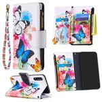 For Samsung Galaxy A50 Colored Drawing Pattern Zipper Horizontal Flip Leather Case with Holder & Card Slots & Wallet(Two Butterflies)