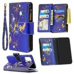 For Samsung Galaxy A71 Colored Drawing Pattern Zipper Horizontal Flip Leather Case with Holder & Card Slots & Wallet(Purple Butterfly)