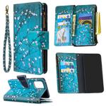 For Samsung Galaxy A91 Colored Drawing Pattern Zipper Horizontal Flip Leather Case with Holder & Card Slots & Wallet(Plum Blossom)