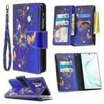 For Samsung Galaxy Note 10 Plus Colored Drawing Pattern Zipper Horizontal Flip Leather Case with Holder & Card Slots & Wallet(Purple Butterfly)