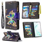 For Samsung Galaxy Note 10 Plus Colored Drawing Pattern Zipper Horizontal Flip Leather Case with Holder & Card Slots & Wallet(Big Butterfly)