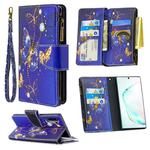 For Samsung Galaxy Note 10 Colored Drawing Pattern Zipper Horizontal Flip Leather Case with Holder & Card Slots & Wallet(Purple Butterfly)