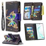 For Samsung Galaxy Note 10 Colored Drawing Pattern Zipper Horizontal Flip Leather Case with Holder & Card Slots & Wallet(Big Butterfly)