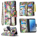 For Samsung Galaxy S9 Colored Drawing Pattern Zipper Horizontal Flip Leather Case with Holder & Card Slots & Wallet(Tree)